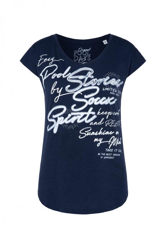 Ärmelloses V-Shirt mit Wording Print blue navy