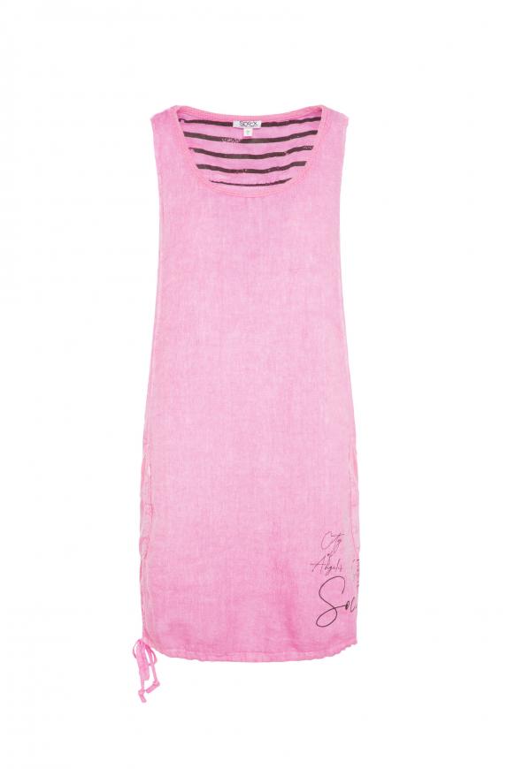 Ballonkleid aus Leinen mit Mesh-Details pink blush