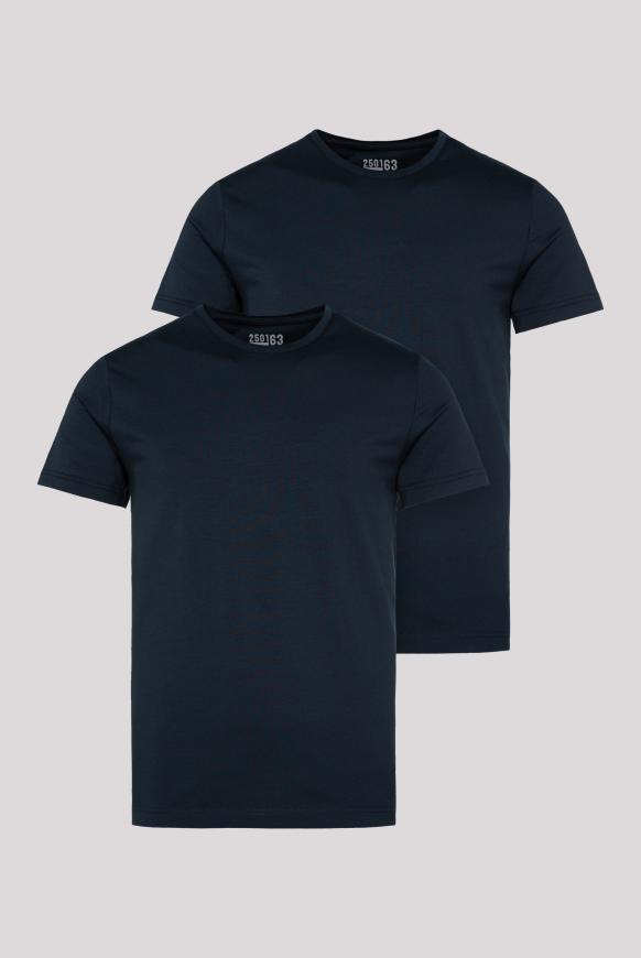 Basic T-Shirt mit Rundhalsausschnitt, Doppelpack blue navy / blue navy