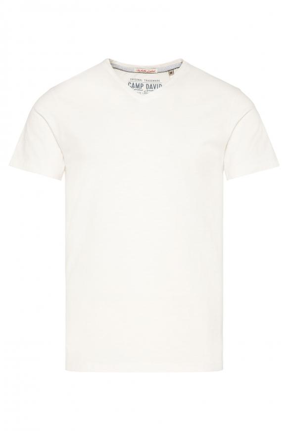 Basic T-Shirt mit V-Ausschnitt ivory