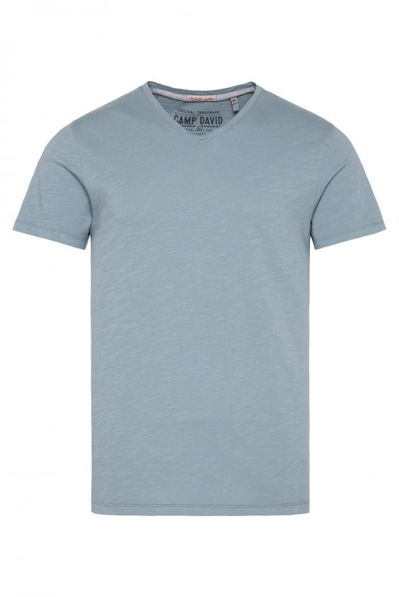 Basic T-Shirt mit V-Ausschnitt concrete grey