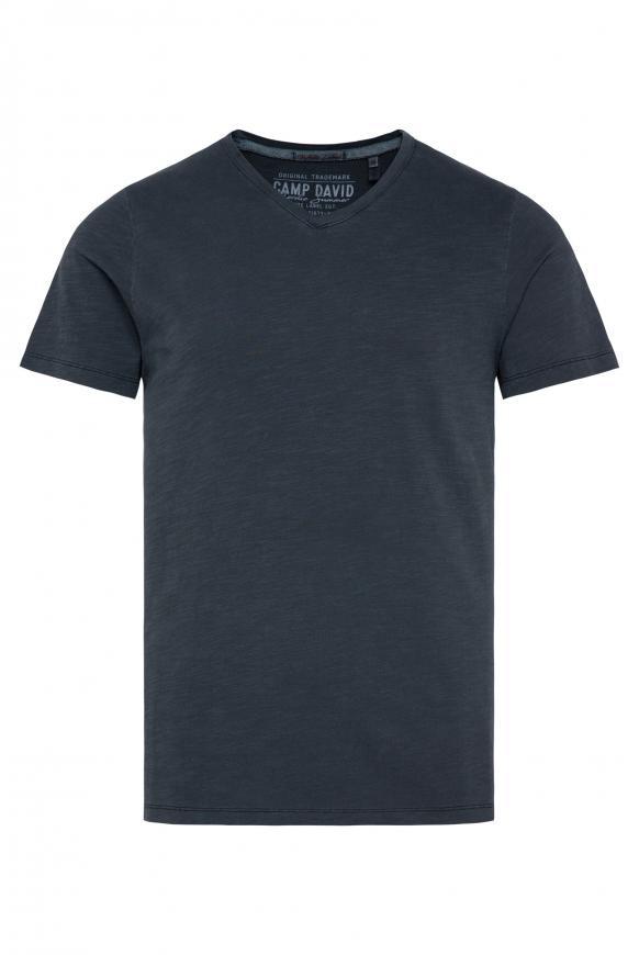 Basic T-Shirt mit V-Ausschnitt absolute blue
