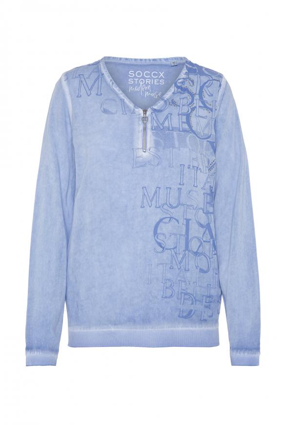 Blusenshirt mit Artwork und Zipper happy blue