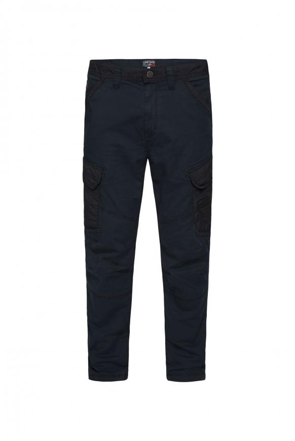 Cargohose mit Taschen im tonigen Materialmix blue navy