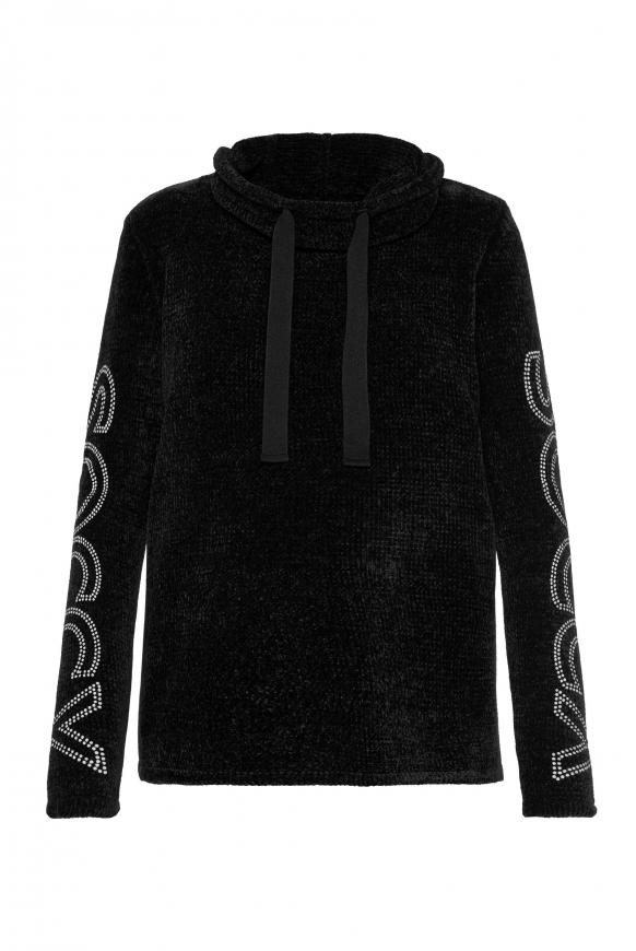 Chenille-Pullover mit Rollkragen und Logo black