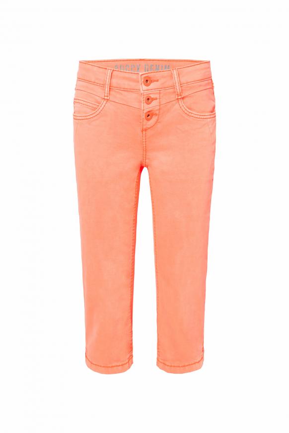 Coloured Capri Jeans LY:IA mit Knopfleiste neon papaya