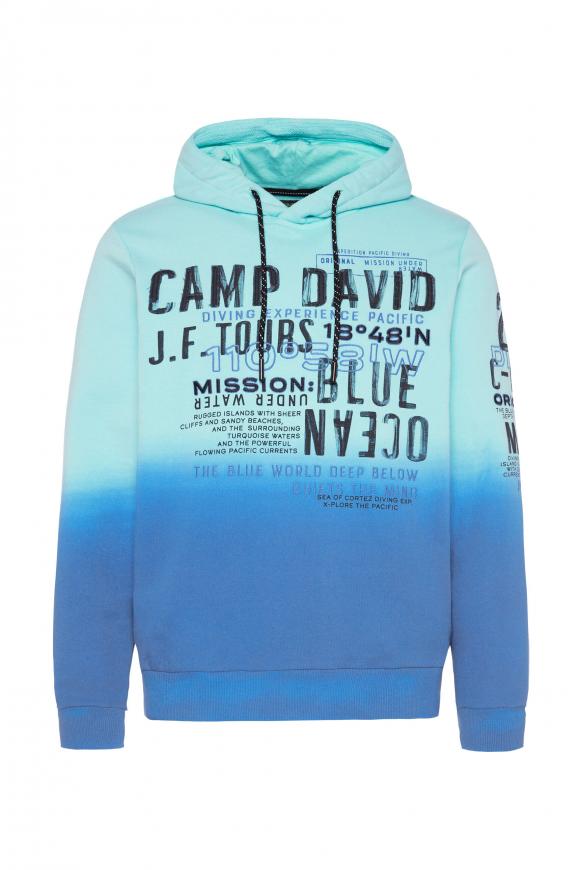 Dip Dye Hoodie mit Prints und Stickereien flash aqua