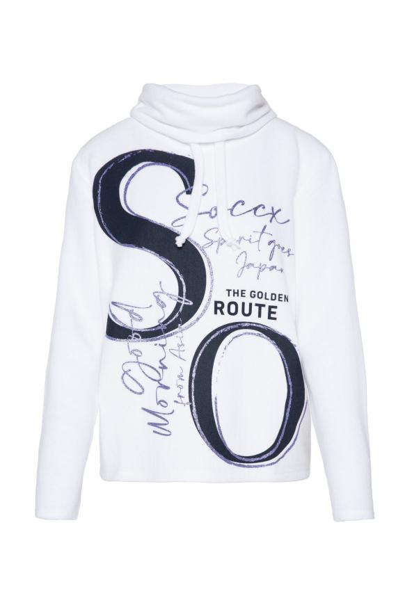 Flauschstrick-Pullover mit Logo-Artworks opticwhite