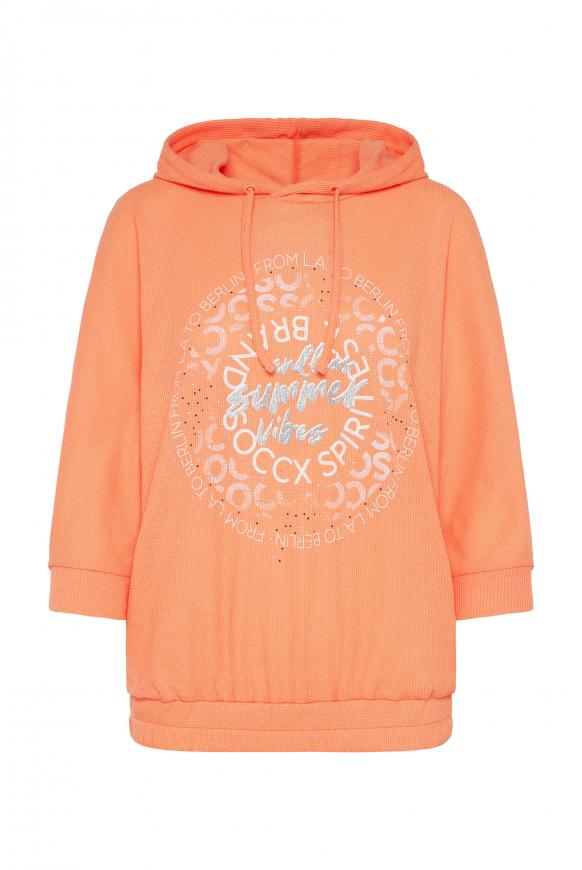 Hoodie Kurzarm aus Waffelpikee orange peel