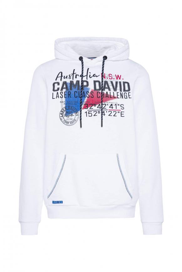 Hoodie mit Logo-Applikationen opticwhite