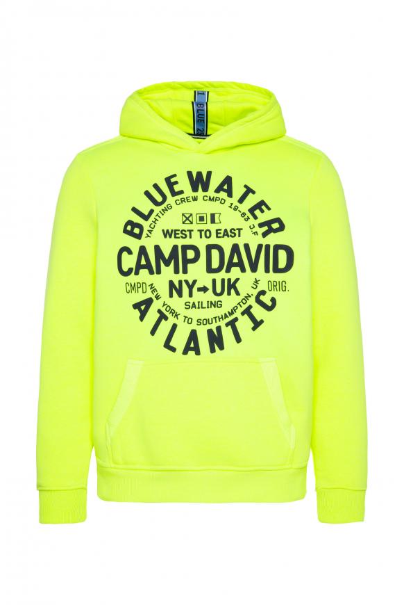 Hoodie mit rundem Puff Print neon lime