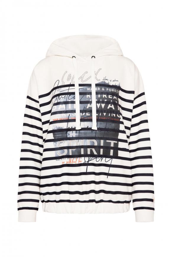 Hoodie mit Streifen- und Photoprint ivory