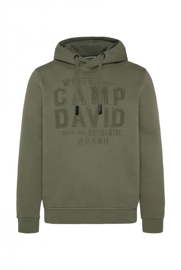 Hoodie mit toniger Logo-Stickerei green olive