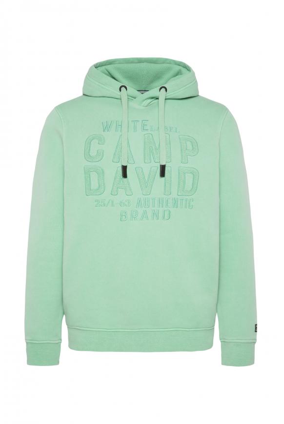 Hoodie mit toniger Logo-Stickerei sea green