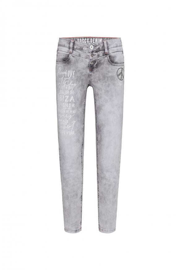Jeans MI:RA mit Knopfverschluss und Artworks grey used