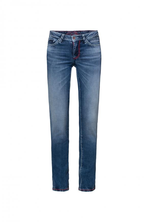 Jeans RO:MY mit geradem Bein und Used Look blue aged