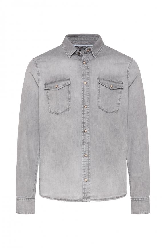 Jeanshemd mit Klappentaschen light grey vintage