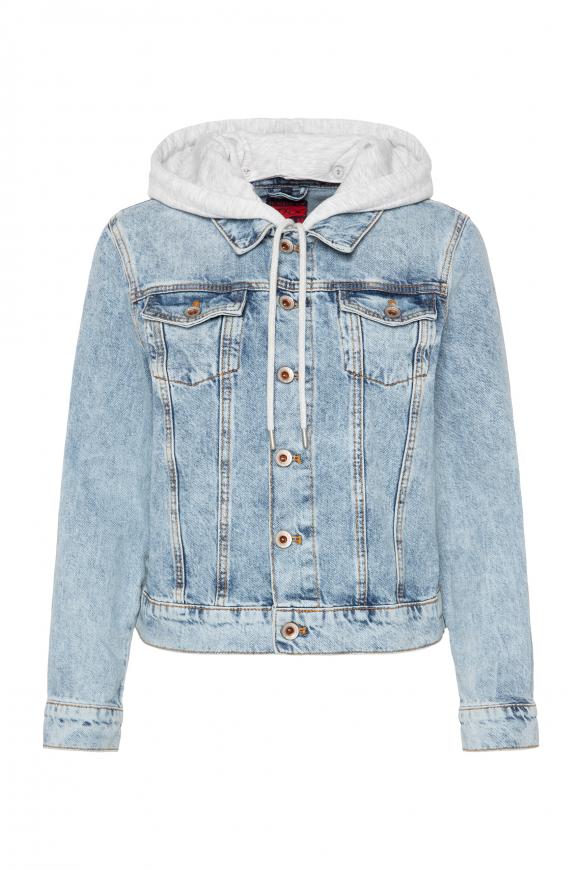 Jeansjacke mit Sweatkapuze und Artwork random used