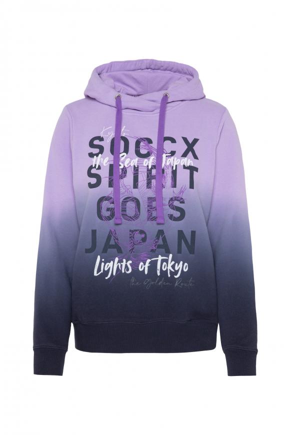 Kapuzensweatshirt Dip Dye mit Artworks faded lavender