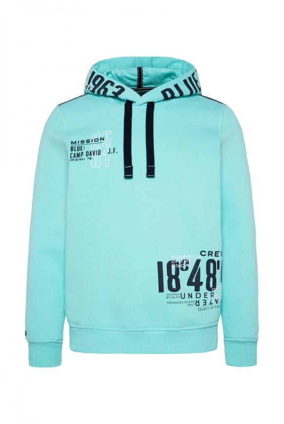 Kapuzensweatshirt mit Label Prints flash aqua