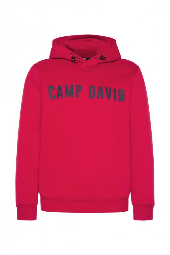 Kapuzensweatshirt mit Logo Rubber Print royal red