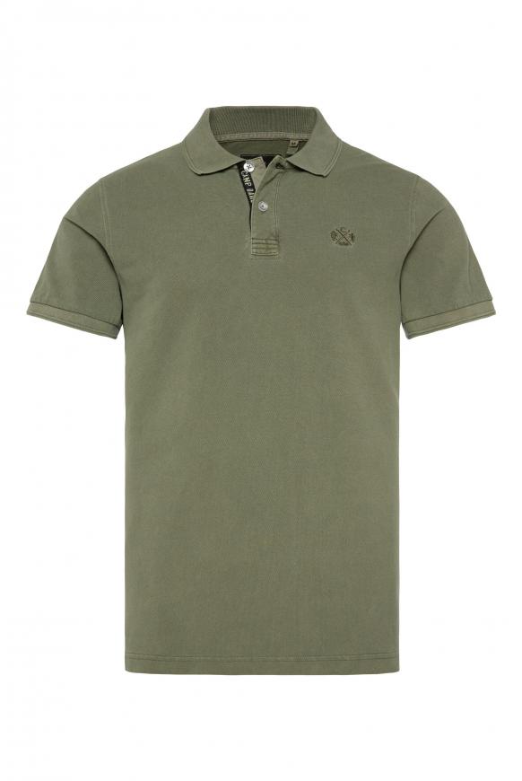 Kurzarmpolo aus Pikee mit Logostick green olive