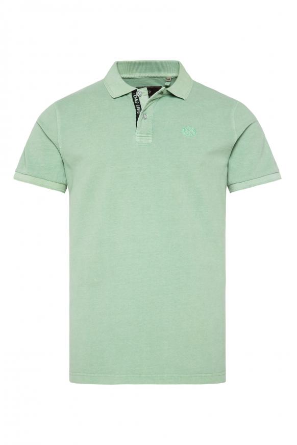 Kurzarmpolo aus Pikee mit Logostick sea green