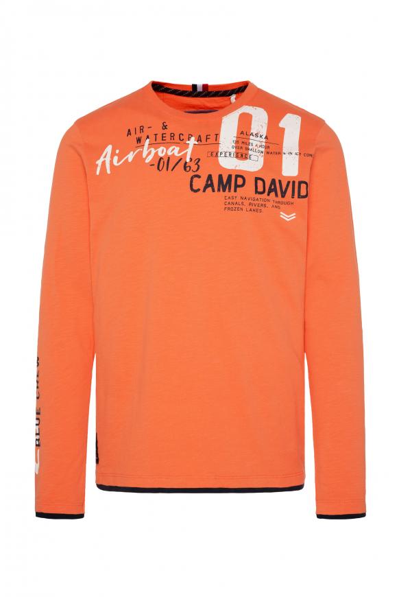 Langarmshirt mit Layering-Details und Prints mission orange