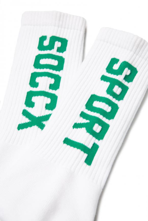Lange Sportsocken mit Logo, 2 Paar opticwhite / active green