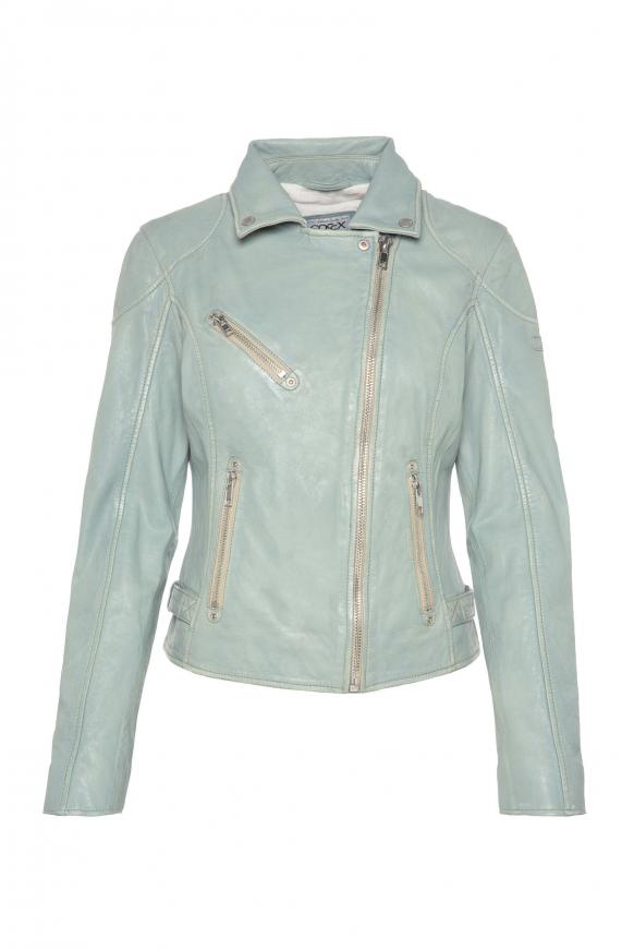 Lederjacke im Biker-Stil light mint