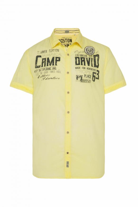 Leichtes Kurzarmhemd mit Logo Print beach yellow