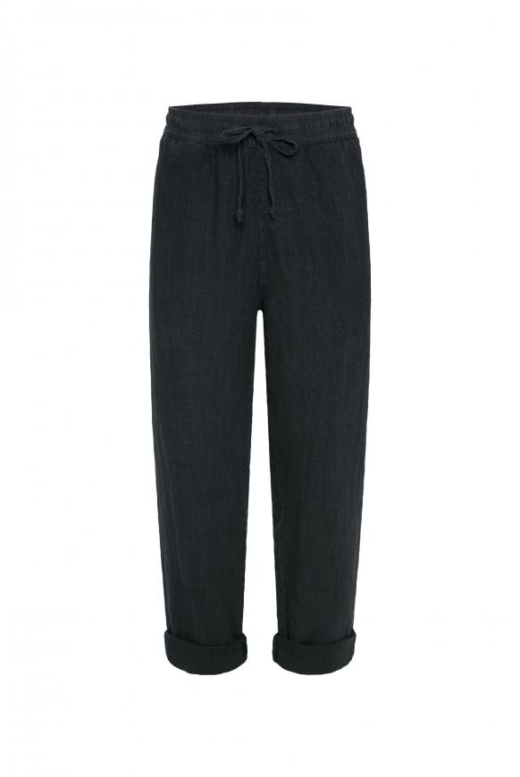 Leinenhose mit Turn-Up-Saum black