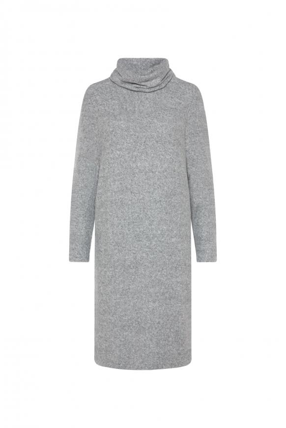 Meliertes Strickkleid mit Rollkragen grey melange
