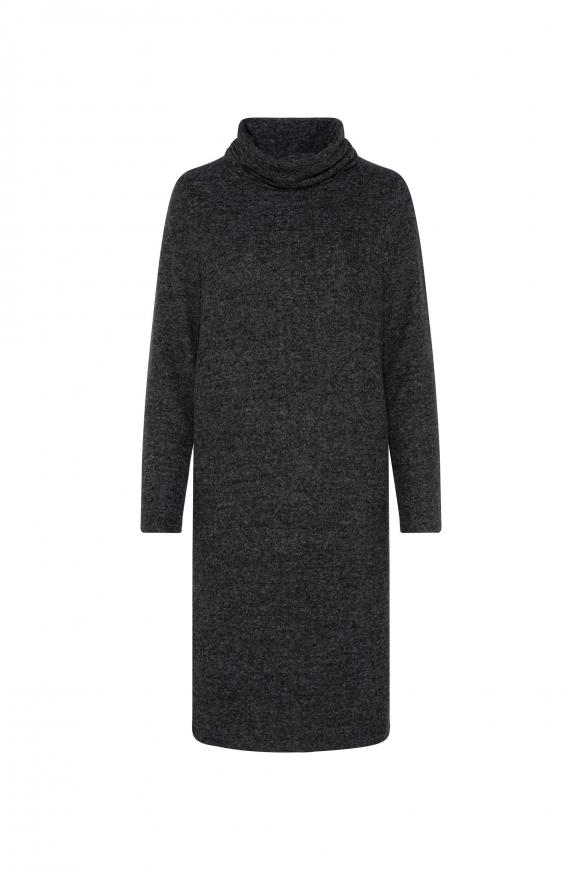 Meliertes Strickkleid mit Rollkragen black melange