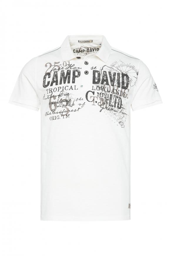 Polo im Vintage Look mit Tapes und Prints ivory