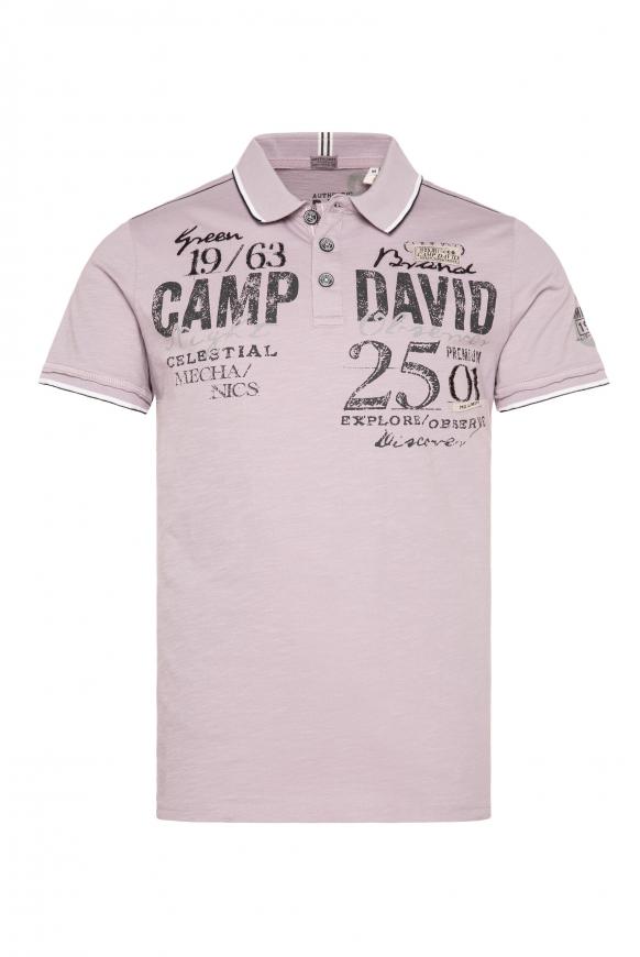 Poloshirt mit Label-Applikationen french violet