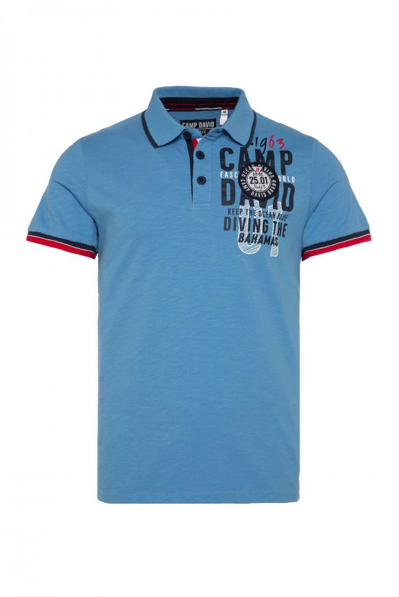 Poloshirt mit Rücken-Artwork scuba blue