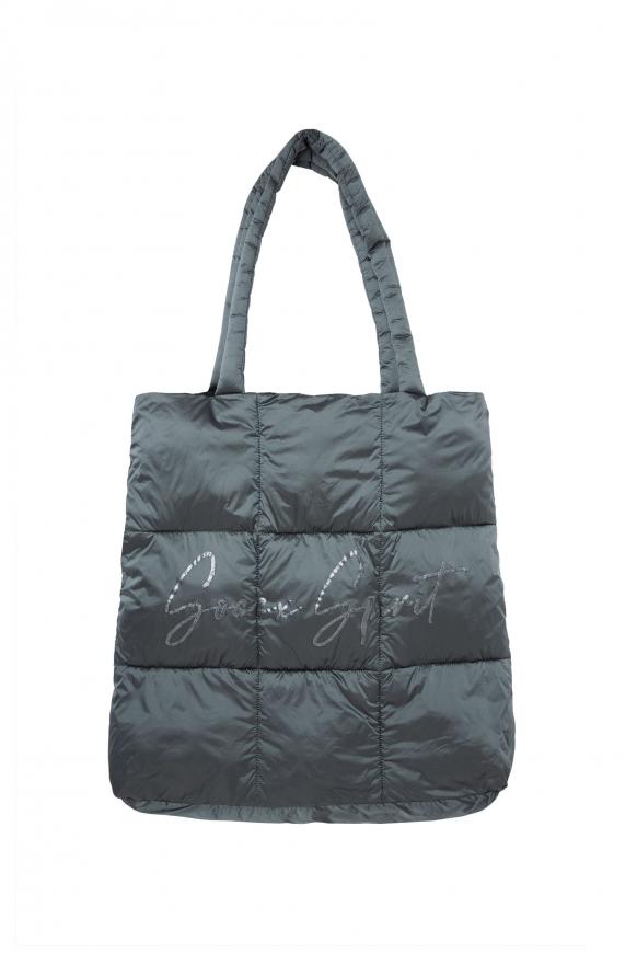 Puffer Shopping Bag mit Glitter Logo shadow green