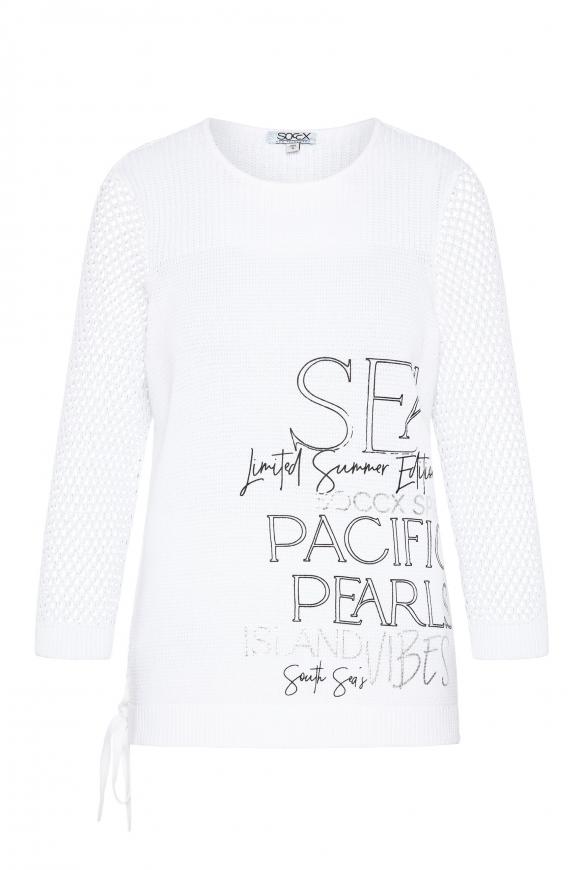 Pullover mit Mesh-Ärmeln und Schnürung opticwhite