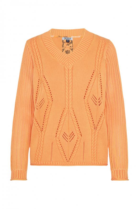Pullover mit Strickmustern und V-Ausschnitt apricot blush