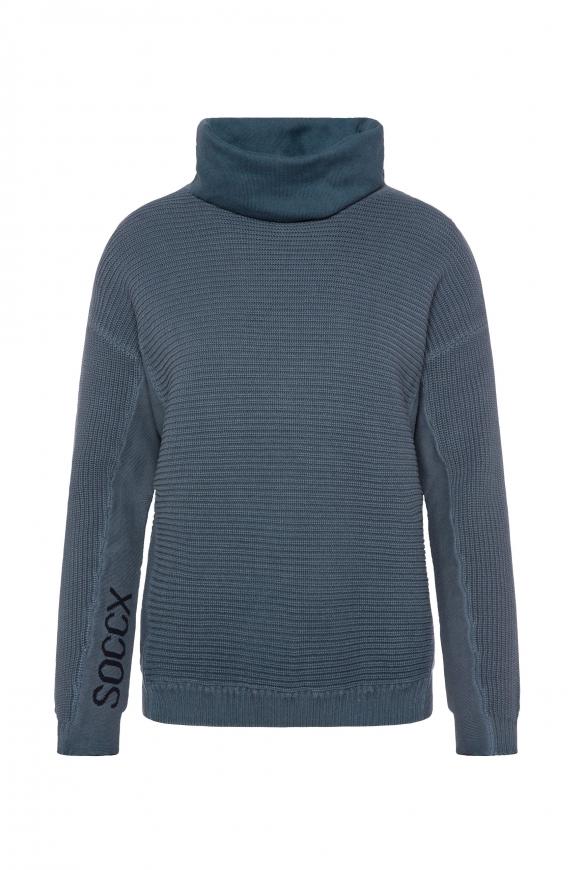 Rollkragenpullover mit Intarsien-Strick blue navy