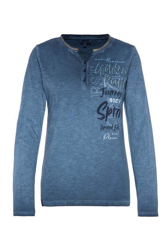 Serafino-Shirt mit Rücken-Artwork blue navy