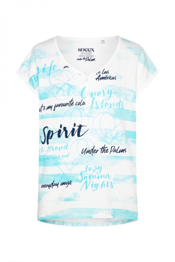 Serafino-Shirt mit Streifenprint cool aqua
