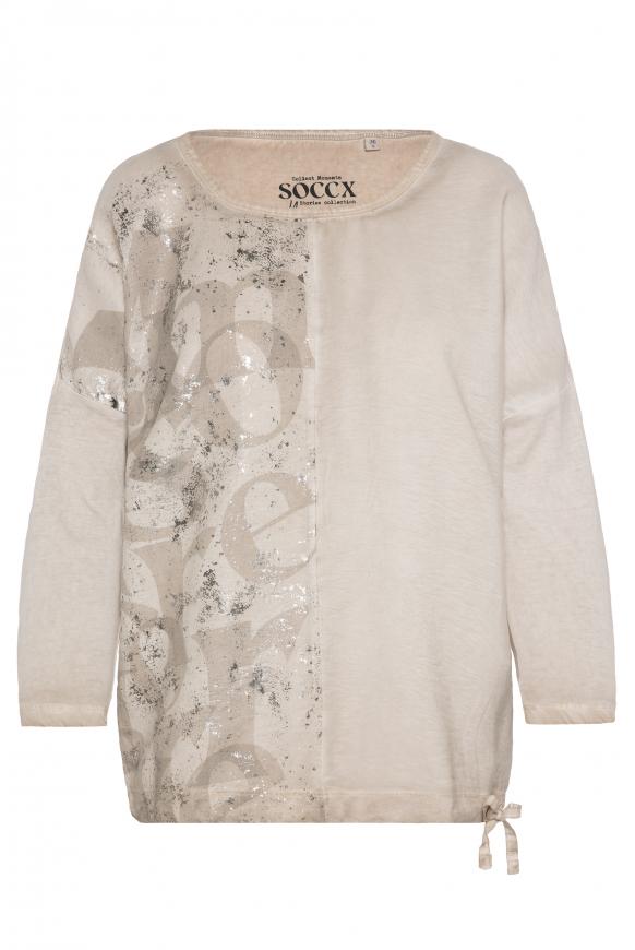 Shirt im Materialmix mit 3/4-Ärmeln cool sand