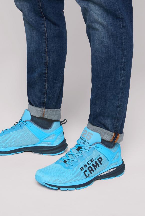 Sneaker mit Strick-Design und Logo Artwork power blue