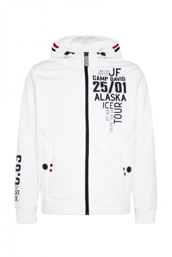 Softshelljacke im Materialmix mit Artworks opticwhite