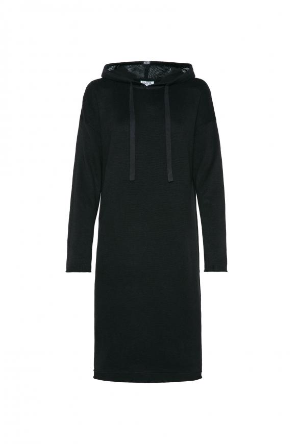 Strickkleid mit Kapuze im Mesh-Design black
