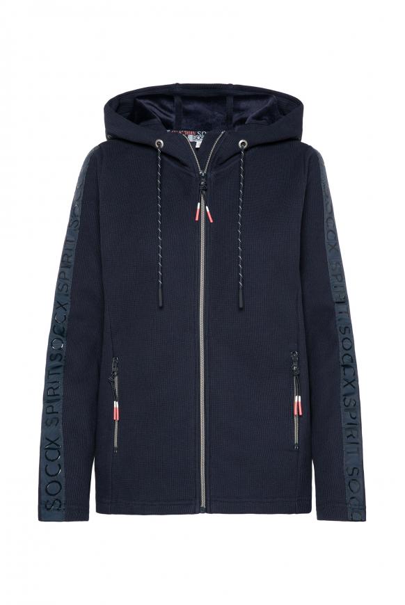 Strukturierte Kapuzensweatjacke mit Logo-Tapes blue navy