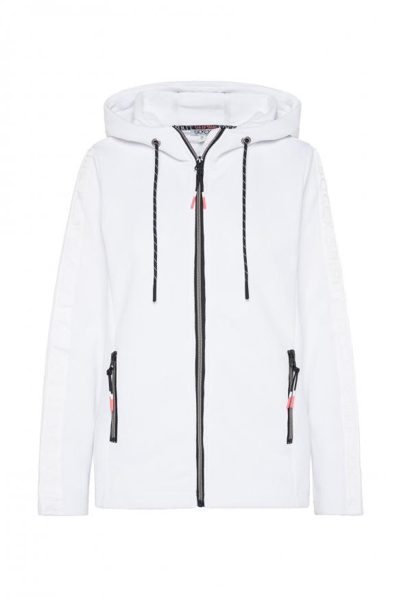 Strukturierte Kapuzensweatjacke mit Logo-Tapes opticwhite