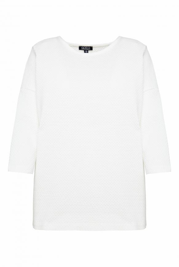 Strukturiertes Sweatshirt mit 3/4-Ärmeln cotton white